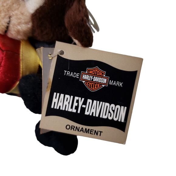 Vintage 2000 Harley Davidson Motorcycle 5" Plush Reindeer Biker Tree Ornament - Picture 2 of 6